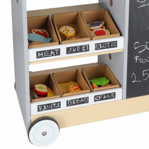Sklep market drewniany stragan food truck z kostkarką do lodu na kółkach