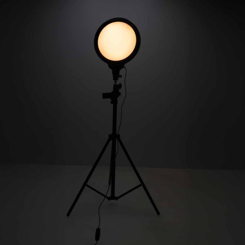 Lampa pierścieniowa studyjna LED ring okrągła do filmów 3 barwy światła panel