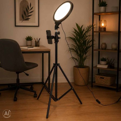 Lampa pierścieniowa studyjna LED ring okrągła do filmów 3 barwy światła panel