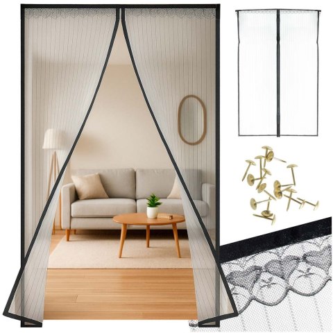 Moskitiera siatka magnetyczna na drzwi 100x210cm CZARNA