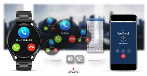 Smartwatch GIEWONT Vertex SmartCall GW450-1 Carbon/Carbon Silikon