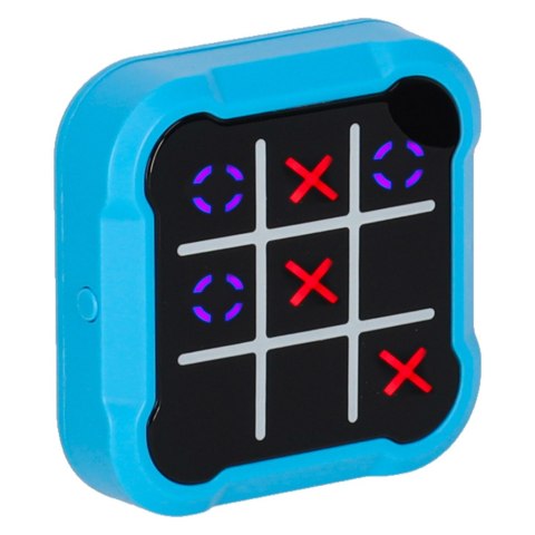 Kółko krzyżyk gra elektroniczna logiczna tic tac toe konsola przenośna niebieska