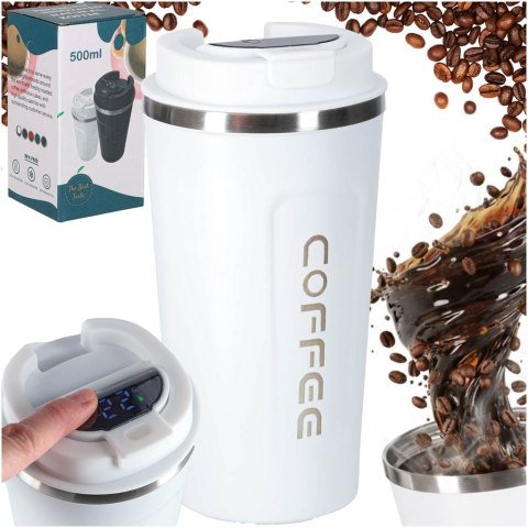 Kubek podróżny LED z ustnikiem 500ml biały