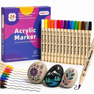 Markery akrylowe do tkanin kamieni pisaki flamastry mazaki wodoodporne DIY 24 szt.