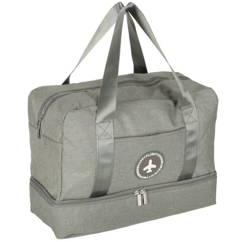 Torba podróżna bagaż podręczny do samolotu podróżna turystyczna pojemna uchwyt kieszenie 39x18x30 szara