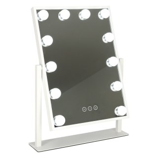 Lusterko do makijażu kosmetyczne podświetlane 12 LED Hollywood z 12 żarówkami USB 30 x 40 cm