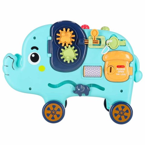Słonik tablica manipulacyjna montessori wbijak sorter klocki młotek 26cm