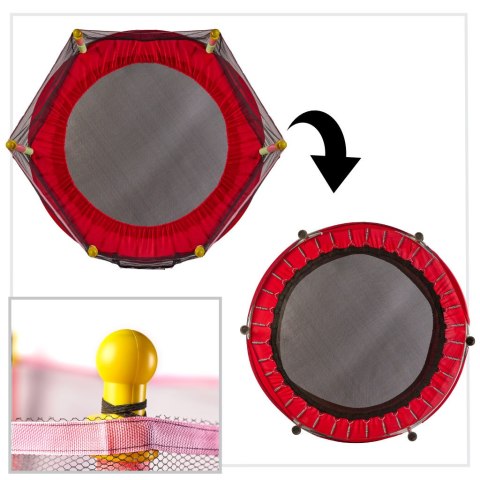 Trampolina do domu ogrodu dla dzieci siatka piłki 140cm 55inch czerwona
